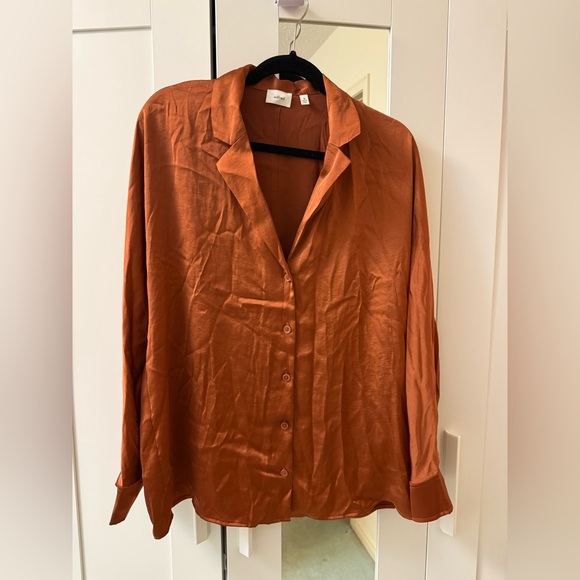 Wilfred Freeform Satin Shirt- Anise Brown -Size M-NWT - Picture 2 of 10